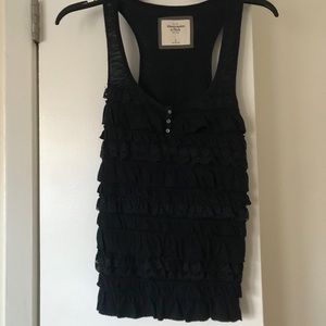 Abercrombie & Fitch navy blue fringy tank top